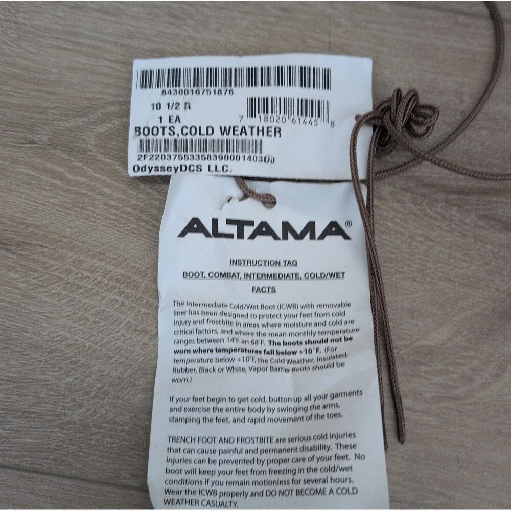 ALTAMA  Men’s 10.5R 402803 Cold Weather Military Combat Boots Coyote Brand New